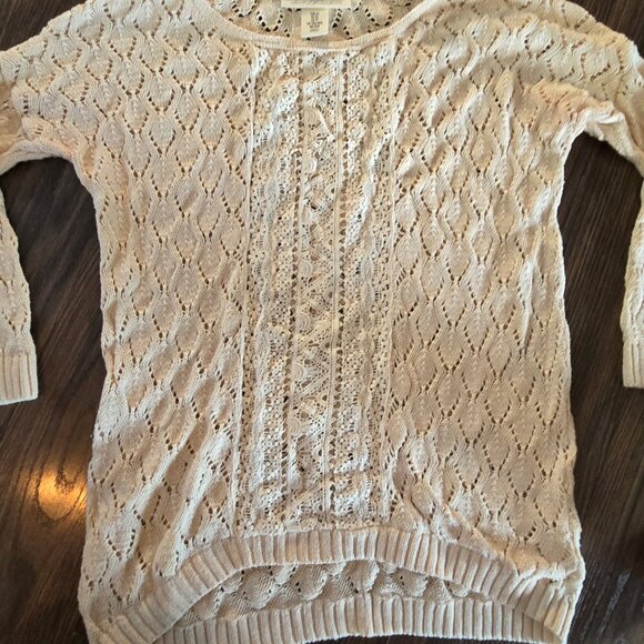 LABEL OF GRADED GOODS (L.O.G.G.) Beige Crochet Knit Tunic Sweater SIZE XS - Picture 1 of 6